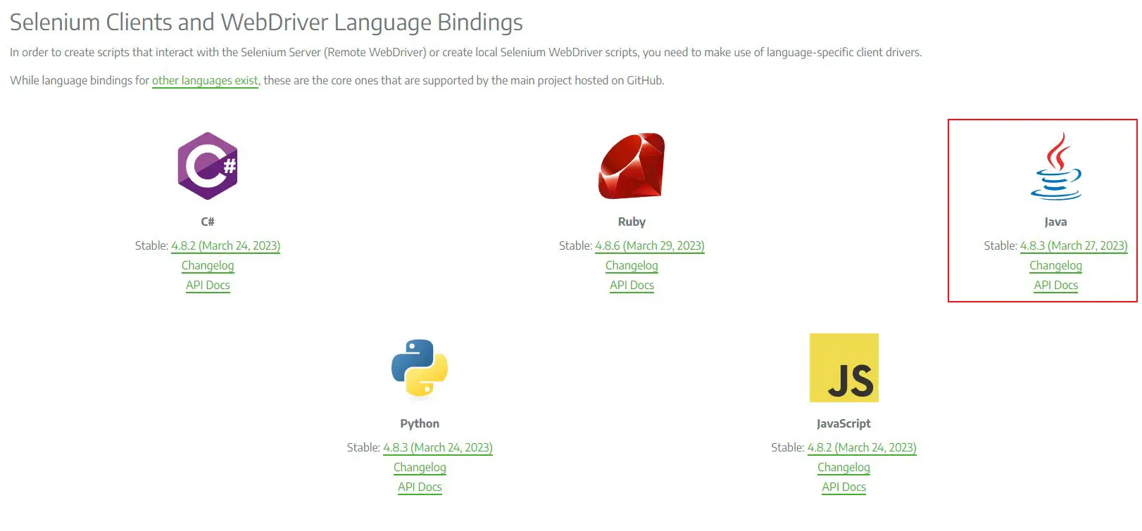 Selenium Client WebDriver Language Bindings